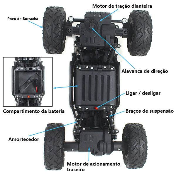 Carrinho de Controle Remoto 4x4 - Off Road (Bateria Recarregável)
