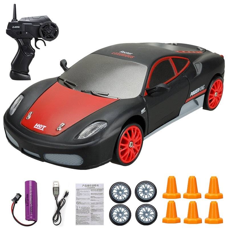 Carrinho de Drift e de Corrida com Controle Remoto (+4 Pneus e 6 Cones Extras)