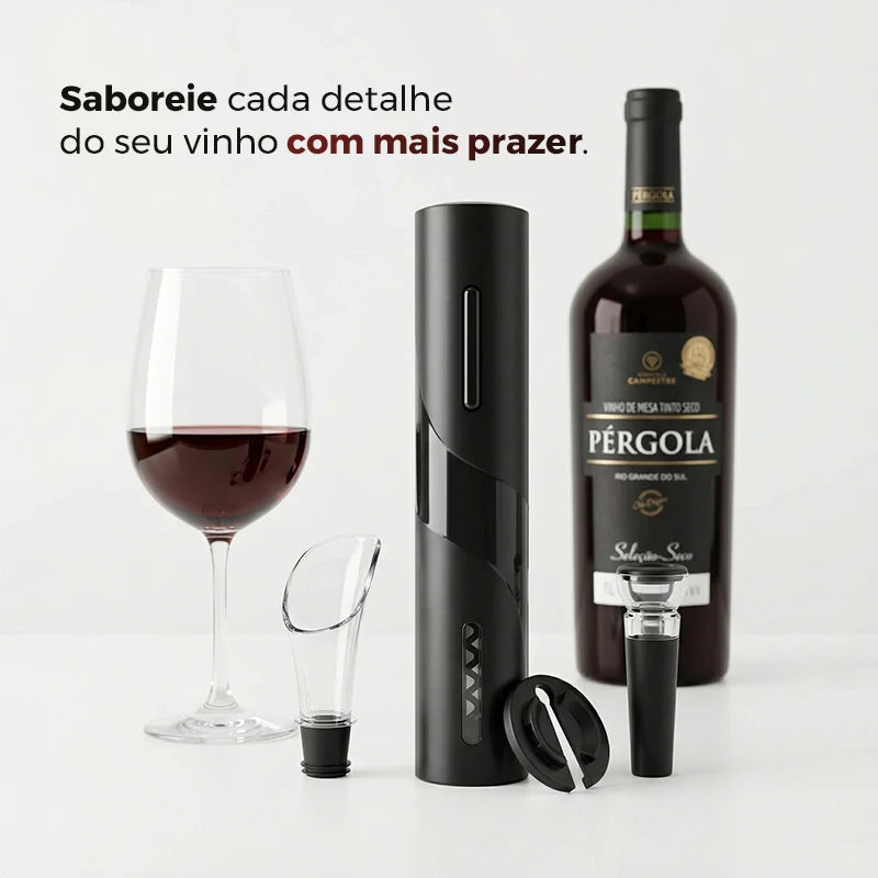 Abridor de Vinho Elétrico Premium 4 em 1 Completo