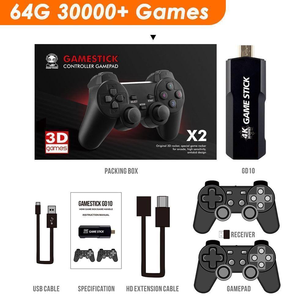 Novo Game Stick Ultra GD10 + De 30 mil Jogos + 2 Controles Sem Fio HDMI