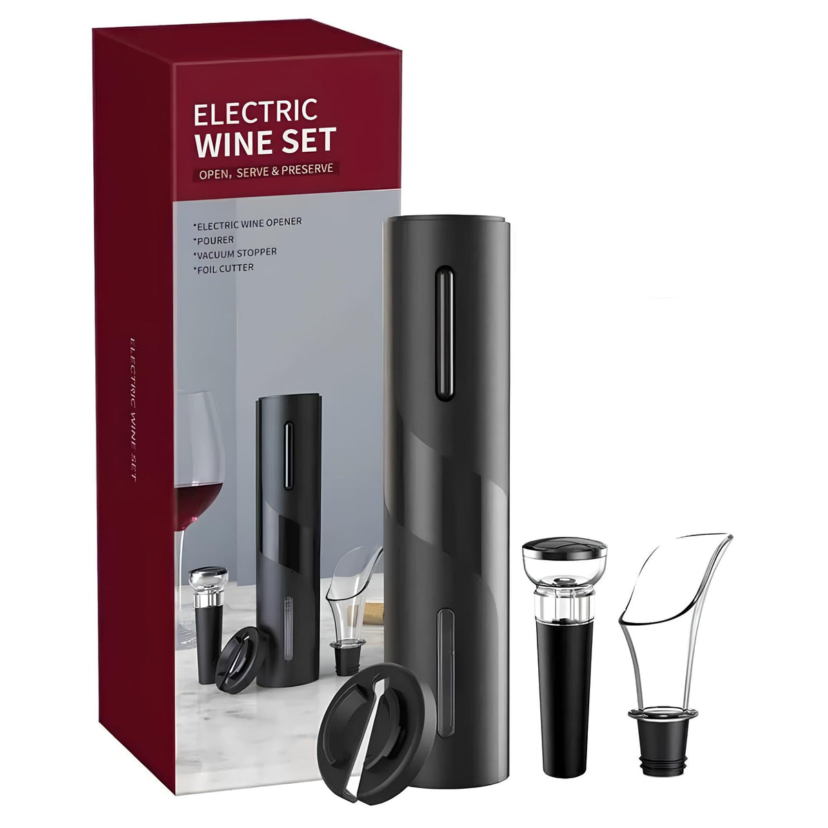 Abridor de Vinho Elétrico Premium 4 em 1 Completo