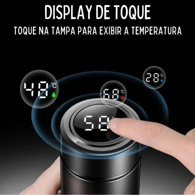 Garrafa Térmica Com Termômetro Digital 500ml Led