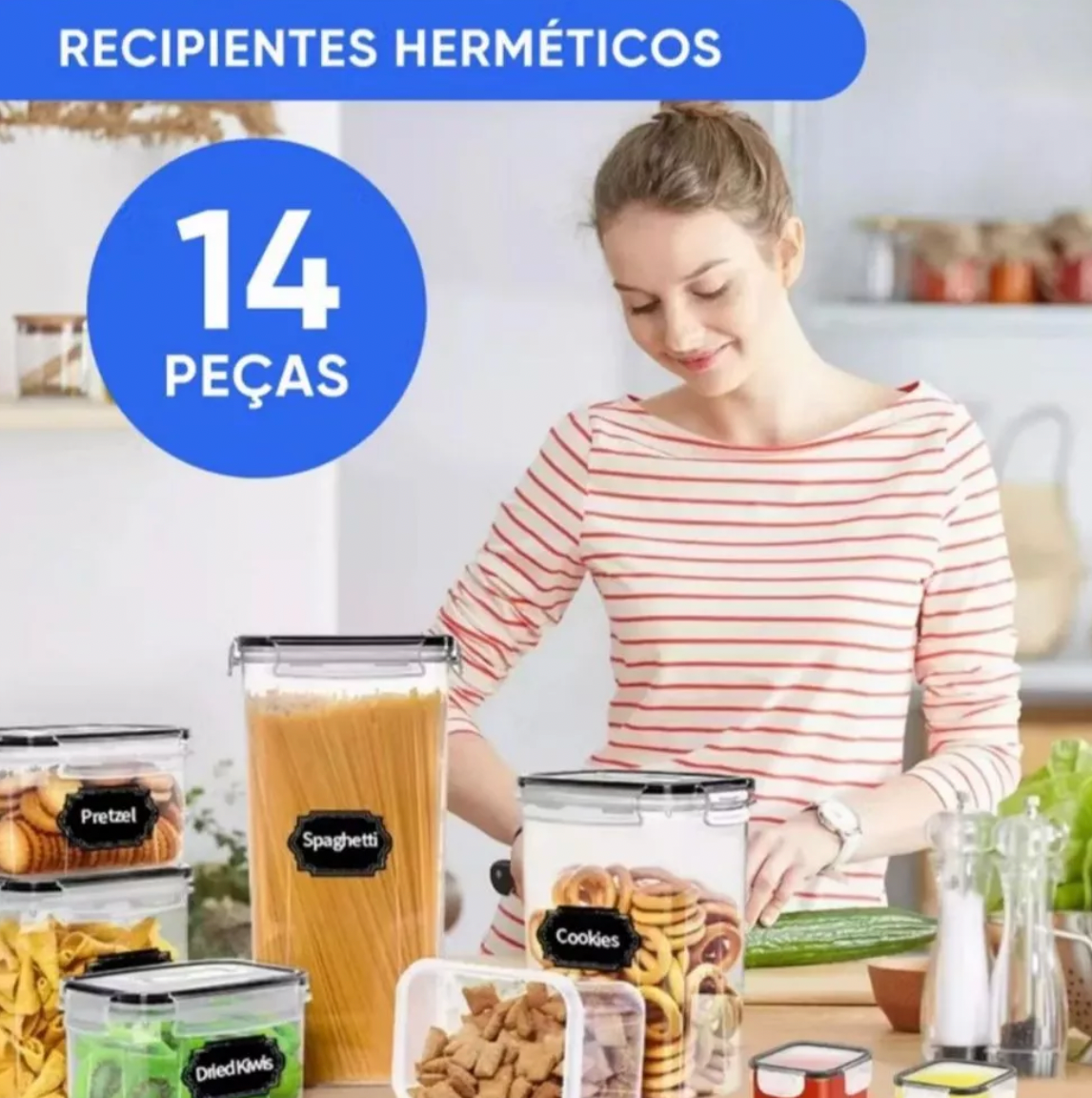 Kit 14 Potes Herméticos