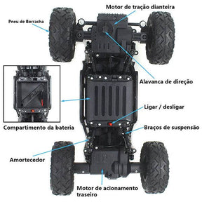 Carrinho de Controle Remoto 4x4 - Off Road (Bateria Recarregável)