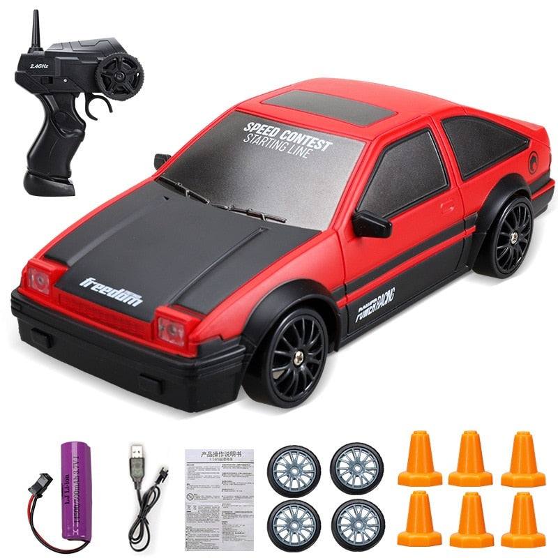 Carrinho de Drift e de Corrida com Controle Remoto (+4 Pneus e 6 Cones Extras)