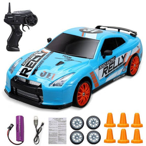 Carrinho de Drift e de Corrida com Controle Remoto (+4 Pneus e 6 Cones Extras)
