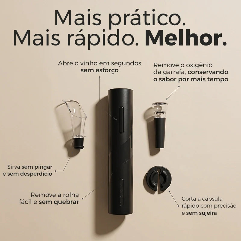 Abridor de Vinho Elétrico Premium 4 em 1 Completo