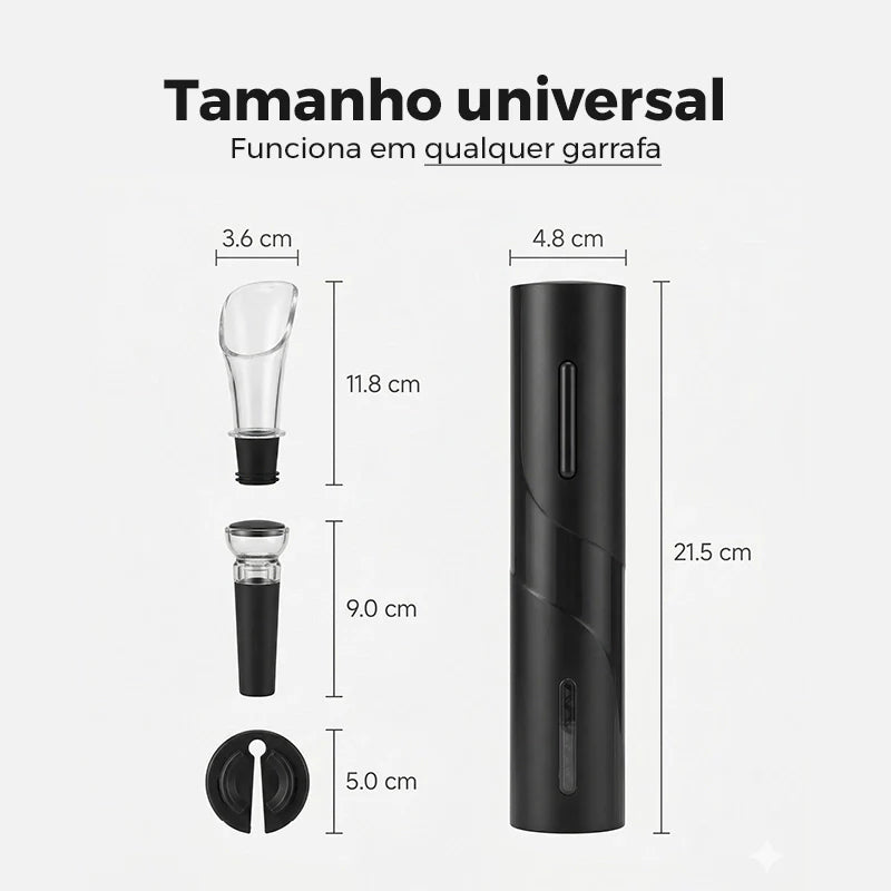 Abridor de Vinho Elétrico Premium 4 em 1 Completo