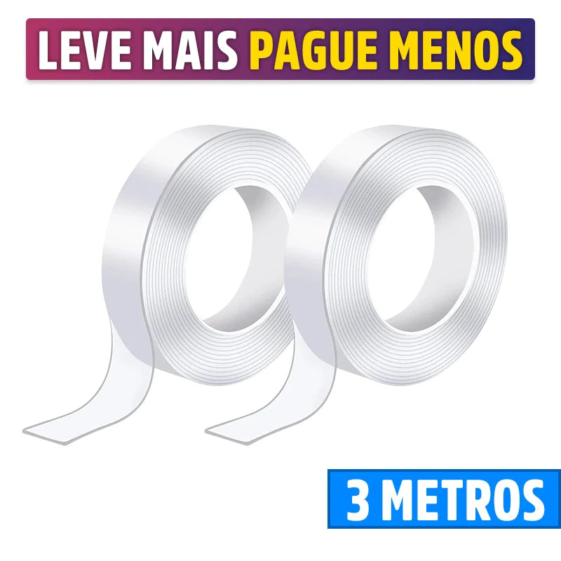Fita Dupla Face Adesiva Transparente Resistente Gripo