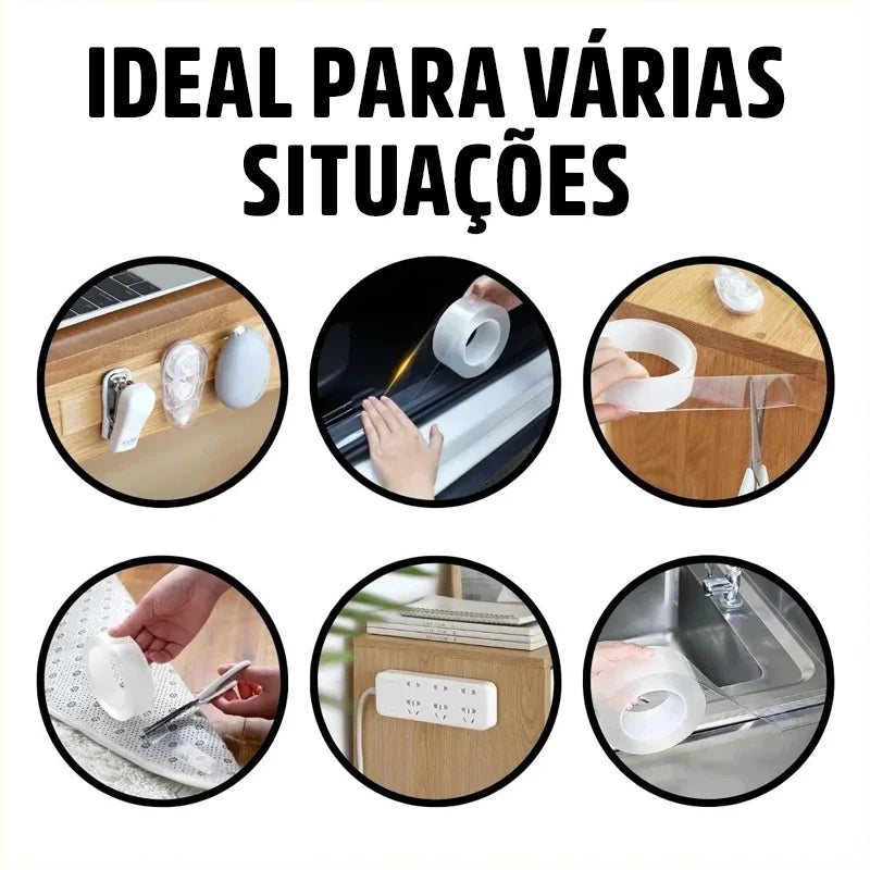 Fita Dupla Face Adesiva Transparente Resistente Gripo