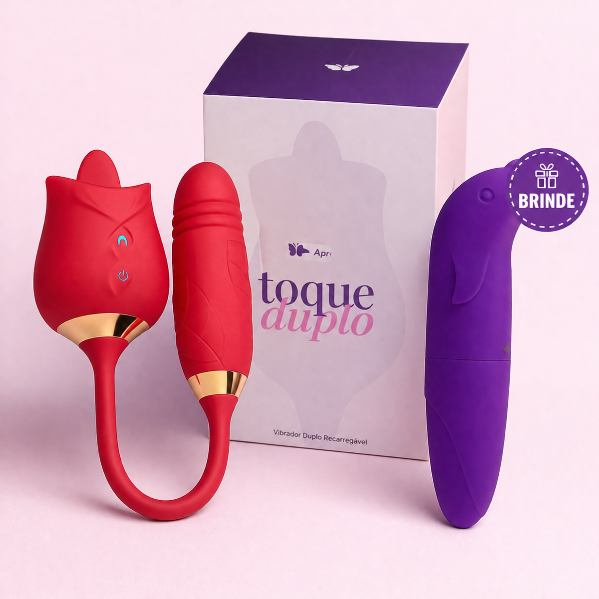 Toque Duplo - Vibrador 3 em 1 + Brinde Vibrador Golfinho